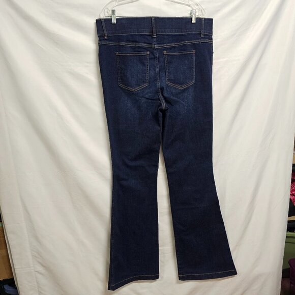 Spanx Wide Leg Pull On Women Jeans Size 1X Tall Blue Distressed Cotton - Picture 7 of 15